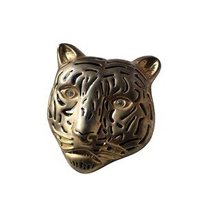 Statement Jaguar‎ Pendant Brooch Rhinestone Eyes 3"